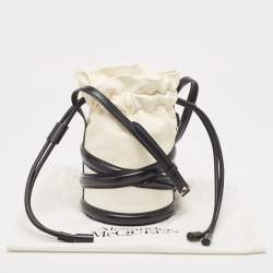 Alexander McQueen Black/White Leather The Soft Curve Bucket Bag