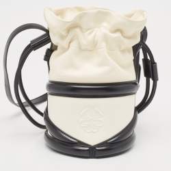 Alexander McQueen Black/White Leather The Soft Curve Bucket Bag