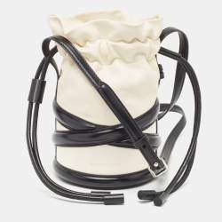 Alexander McQueen Black/White Leather The Soft Curve Bucket Bag