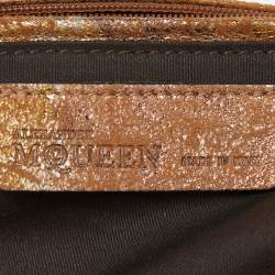 Pre Owned Alexander McQueen Beige/Gold Suede Medium De Manta Clutch