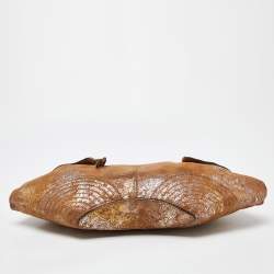 Pre Owned Alexander McQueen Beige/Gold Suede Medium De Manta Clutch