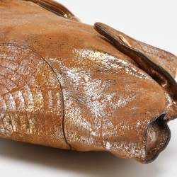 Pre Owned Alexander McQueen Beige/Gold Suede Medium De Manta Clutch