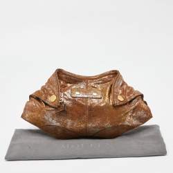 Pre Owned Alexander McQueen Beige/Gold Suede Medium De Manta Clutch