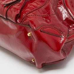 Pre Owned Alexander McQueen Red Croc Embossed Patent Leather Novak Flapper Bag