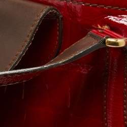 Pre Owned Alexander McQueen Red Croc Embossed Patent Leather Novak Flapper Bag