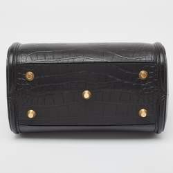 Alexander McQueen Black Croc Embossed Leather Heroine Bag