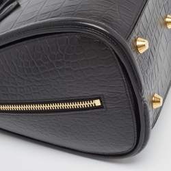 Alexander McQueen Black Croc Embossed Leather Heroine Bag