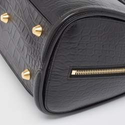 Alexander McQueen Black Croc Embossed Leather Heroine Bag