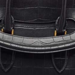 Alexander McQueen Black Croc Embossed Leather Heroine Bag