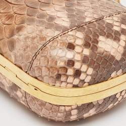 Pre Owned Alexander McQueen Beige Python Skull Crystals Clutch