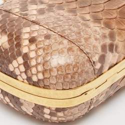 Pre Owned Alexander McQueen Beige Python Skull Crystals Clutch