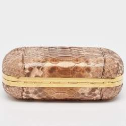 Pre Owned Alexander McQueen Beige Python Skull Crystals Clutch