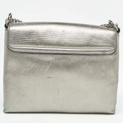 Alexander McQueen Metallic Leather Twin Skull Shoulder Bag