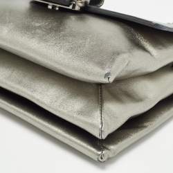 Alexander McQueen Metallic Leather Twin Skull Shoulder Bag