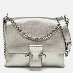Alexander McQueen Metallic Leather Twin Skull Shoulder Bag