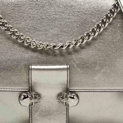 Alexander McQueen Metallic Leather Twin Skull Shoulder Bag
