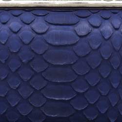 Alexander McQueen Blue Python Skull Knuckle Box Clutch