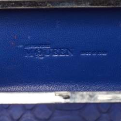 Alexander McQueen Blue Python Skull Knuckle Box Clutch