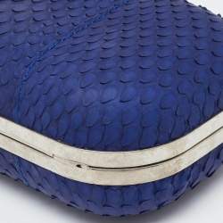 Alexander McQueen Blue Python Skull Knuckle Box Clutch