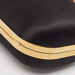 Pre Owned Alexander McQueen Black Satin Skull Knuckle Box Clutch