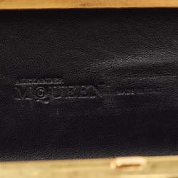 Pre Owned Alexander McQueen Black Satin Skull Knuckle Box Clutch