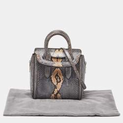 Alexander McQueen Metallic Grey Python Mini Heroine Bag