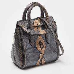 Alexander McQueen Metallic Grey Python Mini Heroine Bag