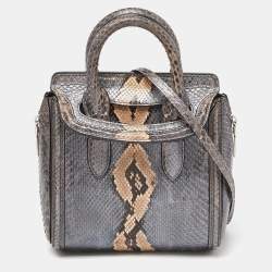 Alexander McQueen Metallic Grey Python Mini Heroine Bag