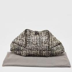 Pre Owned Alexander McQueen Black/White Wool and Leather Large De Manta Clutch