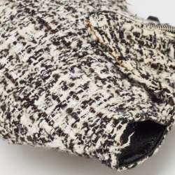 Pre Owned Alexander McQueen Black/White Wool and Leather Large De Manta Clutch