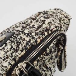 Pre Owned Alexander McQueen Black/White Wool and Leather Large De Manta Clutch