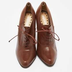 Alexander McQueen Brown Leather Oxford Ankle Booties Size 38.5