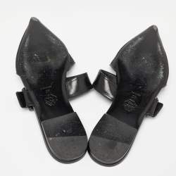 Pre Owned Alexander McQueen Black Mesh and Leather Punk Flat Mules Size 40