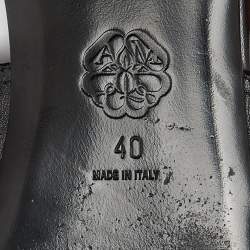 Pre Owned Alexander McQueen Black Mesh and Leather Punk Flat Mules Size 40