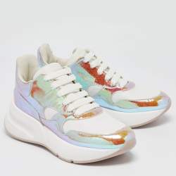 Alexander McQueen Transparent/White PVC and Leather Lace Up Sneakers Size 38