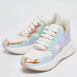 Alexander McQueen Transparent/White PVC and Leather Lace Up Sneakers Size 38