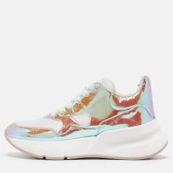 Alexander McQueen Transparent/White PVC and Leather Lace Up Sneakers Size 38