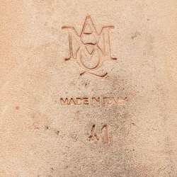 Pre Owned Alexander McQueen Gold Braided Leather Skull Detail Thong Flat Sandals Size 41