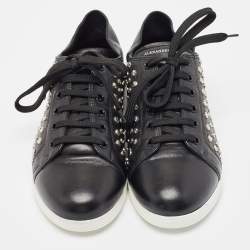Pre Owned Alexander McQueen Black Leather Studded Low Top Sneakers Size 40