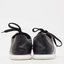 Pre Owned Alexander McQueen Black Leather Studded Low Top Sneakers Size 40