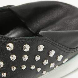 Pre Owned Alexander McQueen Black Leather Studded Low Top Sneakers Size 40