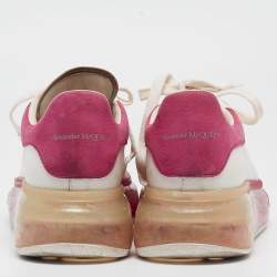 Alexander McQueen White/Pink Leather Oversized Clear Sole Sneakers Size 38