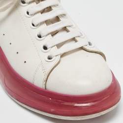 Alexander McQueen White/Pink Leather Oversized Clear Sole Sneakers Size 38