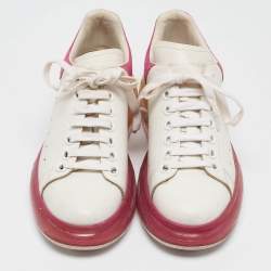 Alexander McQueen White/Pink Leather Oversized Clear Sole Sneakers Size 38