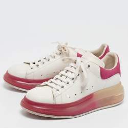 Alexander McQueen White/Pink Leather Oversized Clear Sole Sneakers Size 38