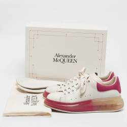 Alexander McQueen White/Pink Leather Oversized Clear Sole Sneakers Size 38