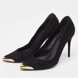 Pre Owned Alexander McQueen Black Suede Pointed Toe Pumps Size 38
