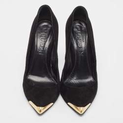 Pre Owned Alexander McQueen Black Suede Pointed Toe Pumps Size 38