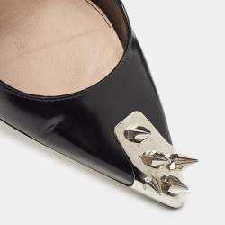 Pre Owned Alexander McQueen Black Leather Spike Pointed Toe Pumps Size 39