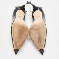 Pre Owned Alexander McQueen Black Leather Spike Pointed Toe Pumps Size 39